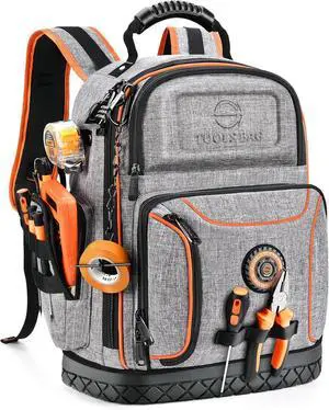 ,18.1-inch Heavy-Duty Tool Backpack, 75 Pockets, Gray | 110 lbs Load Tested, 1680D Tear-Resistant Fabric, Removable Tool Panel, Combination Lock, Electricians, HVAC Pros ,18.1-inch Heavy-Duty Tool Backpack, 75 Pockets, Gray | 110 lbs Load Tested, 1680D Tear-Resistant Fabric, Removable Tool Panel, Combination Lock, Electricians, HVAC Pros