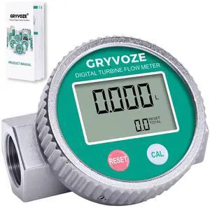 3/4" Waterproof Fuel Flow Meter, Water, Diesel, Gasoline & Liquids NPT Digital Turbine Counter, 1-13.2 GPM, ±1% Accuracy, 360° Rotatable Screen, Anti-EMI, Sleep Mode, Gal (US)/L/Qts/Pts/m³ 3/4" Waterproof Fuel Flow Meter, Water, Diesel, Gasoline & Liquids NPT Digital Turbine Counter, 1-13.2 GPM, ±1% Accuracy, 360° Rotatable Screen, Anti-EMI, Sleep Mode, Gal (US)/L/Qts/Pts/m³