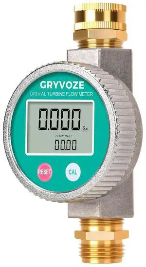IPX8 Metal Water Flow Meter, ±1% Accuracy, Garden Hose/RV/Sprinkler, Outlasts Plastic | Large Screen | 3/4" GHT Brass Connector | Supports Gallon, Liter, GPM and LPM IPX8 Metal Water Flow Meter, ±1% Accuracy, Garden Hose/RV/Sprinkler, Outlasts Plastic | Large Screen | 3/4" GHT Brass Connector | Supports Gallon, Liter, GPM and LPM