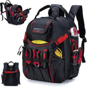 Tool Backpack Heavy Duty 52 Pockets Tool Bag Backpack for Men Waterproof Electrician Bags with Laptop Compartment for Storage Organization Repairman Industrial & Construction Work Red Tool Backpack Heavy Duty 52 Pockets Tool Bag Backpack for Men Waterproof Electrician Bags with Laptop Compartment for Storage Organization Repairman Industrial & Construction Work Red