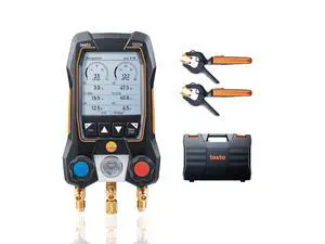 Testo 550s AC Manifold Gauge Set Manifold Gauges Hvac and Refrigeration Incl. 2x testo 115i Pipe Clamp Thermometer - AC Recharge Kit with superheat, subcooling and Bluetooth Testo 550s AC Manifold Gauge Set Manifold Gauges Hvac and Refrigeration Incl. 2x testo 115i Pipe Clamp Thermometer - AC Recharge Kit with superheat, subcooling and Bluetooth
