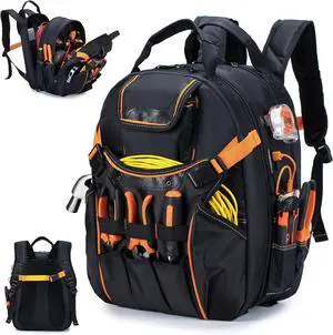 ool Backpack Heavy Duty 52 Pockets Tool Bag Backpack for Men Waterproof Electrician Bags with Laptop Compartment for Storage Organization Repairman Industrial & Construction Work, Black ool Backpack Heavy Duty 52 Pockets Tool Bag Backpack for Men Waterproof Electrician Bags with Laptop Compartment for Storage Organization Repairman Industrial & Construction Work, Black