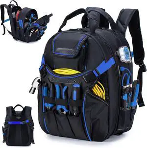 Tool Backpack Heavy Duty 52 Pockets Tool Bag Backpack for Men Waterproof Electrician Bags with Laptop Compartment for Storage Organization Repairman Industrial & Construction Work Blue Tool Backpack Heavy Duty 52 Pockets Tool Bag Backpack for Men Waterproof Electrician Bags with Laptop Compartment for Storage Organization Repairman Industrial & Construction Work Blue