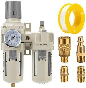 Air Compressor Filter Regulator Lubricator (FRL) Unit,Air Pressure Regulator with Pressure Gauge(0-150PSI),3/8 NPT Oil Water Separator,Semi-Auto Drain,Suitable for Pneumatic Systems Air Compressor Filter Regulator Lubricator (FRL) Unit,Air Pressure Regulator with Pressure Gauge(0-150PSI),3/8 NPT Oil Water Separator,Semi-Auto Drain,Suitable for Pneumatic Systems