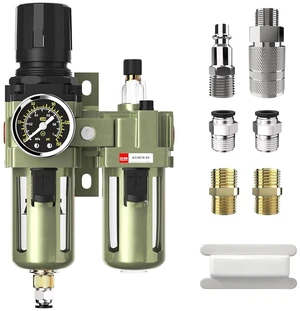 NPT 1/2" Air Compressor Water Separator Filter Pressure Regulator , AC4010-04,Pneumatic Compressed With Gauger Accessories,Semi-auto Drain Kit NPT 1/2" Air Compressor Water Separator Filter Pressure Regulator , AC4010-04,Pneumatic Compressed With Gauger Accessories,Semi-auto Drain Kit