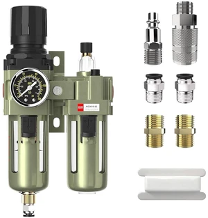 NPT 3/8" Air Compressor Water Separator Filter Pressure Regulator AC3010-03,Pneumatic Compressed With Gauger Accessories,Semi-auto Drain Kit NPT 3/8" Air Compressor Water Separator Filter Pressure Regulator AC3010-03,Pneumatic Compressed With Gauger Accessories,Semi-auto Drain Kit