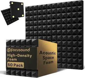 Acoustic Panels 50 Pack 2"x12"x12" with 300 PCS Double-Side Adhesive - Sound Proof Pyramid Foam for Walls, Home Studio Noise Absorption & Echo Control Kit Acoustic Panels 50 Pack 2"x12"x12" with 300 PCS Double-Side Adhesive - Sound Proof Pyramid Foam for Walls, Home Studio Noise Absorption & Echo Control Kit
