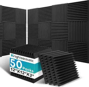 50 Pack Sound Proof Foam Panels for Walls, 2 X 12 X 12 Inches Acoustic Foam Panels, High Density Acoustic Panels Sound Absorbing, Noise Cancelling Studio Wedges, Black (NOT INCLUDE ADHESIVE) 50 Pack Sound Proof Foam Panels for Walls, 2 X 12 X 12 Inches Acoustic Foam Panels, High Density Acoustic Panels Sound Absorbing, Noise Cancelling Studio Wedges, Black (NOT INCLUDE ADHESIVE)