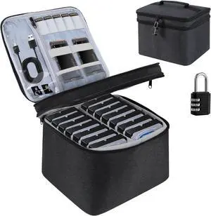 Hard Drive Case,14 -Bay Protective Storage Bag for 3.5" HDD, Large Capacity Storage Box with Lock,Portable External Hard Drive Carrying Case,Movable Grid and Shockproof(Bag only) Hard Drive Case,14 -Bay Protective Storage Bag for 3.5" HDD, Large Capacity Storage Box with Lock,Portable External Hard Drive Carrying Case,Movable Grid and Shockproof(Bag only)