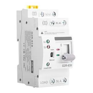63Amp 110V AC Mini ATS Automatic/Manual Transfer Switch, 2Pole G2R Solar Auto Dual Power Changeover Switch for Home, Din Rail Mounted 50/60Hz CE Certified for Rv, Lv, Cn Public/Backup Power 63Amp 110V AC Mini ATS Automatic/Manual Transfer Switch, 2Pole G2R Solar Auto Dual Power Changeover Switch for Home, Din Rail Mounted 50/60Hz CE Certified for Rv, Lv, Cn Public/Backup Power