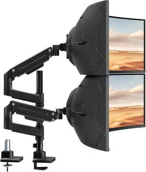 Heavy Duty Dual Monitor Arm for 17-49" Screens, Vertical Stack, 44lbs, 19.69'' Overall Height, Flexible Screen Layouts, Pro Gas Spring, VESA 75/100, Full-Motion Adjustment, Easy Cable Management Heavy Duty Dual Monitor Arm for 17-49" Screens, Vertical Stack, 44lbs, 19.69'' Overall Height, Flexible Screen Layouts, Pro Gas Spring, VESA 75/100, Full-Motion Adjustment, Easy Cable Management