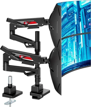 Heavy-Duty Gas Spring Dual Ultrawide Monitor Arm 57" 60Lbs VESA, Height Adjustable & Extendable,Built-in USB Port,60Lbs Per Screen,Multi VESA Fit,Clamp & Grommet Base For Ultrawide Displays Heavy-Duty Gas Spring Dual Ultrawide Monitor Arm 57" 60Lbs VESA, Height Adjustable & Extendable,Built-in USB Port,60Lbs Per Screen,Multi VESA Fit,Clamp & Grommet Base For Ultrawide Displays