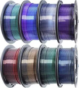 3D Printing Filament Silk Color Change PLA, 1.75mm Silk 2 Color Change PLA Filament 8 Spools Bunlde, 8 Most Popular Color Change Shiny PLA Mixed, 0.25kg/Spool, Total 2kg 3D Printing Silk PLA 3D Printing Filament Silk Color Change PLA, 1.75mm Silk 2 Color Change PLA Filament 8 Spools Bunlde, 8 Most Popular Color Change Shiny PLA Mixed, 0.25kg/Spool, Total 2kg 3D Printing Silk PLA
