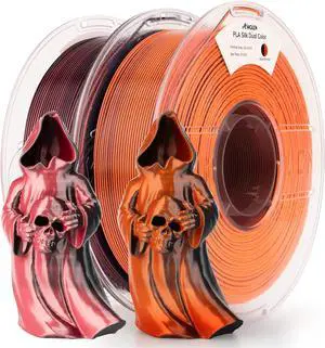 Silk PLA 3D Printer Filament Bundle 2KG, Dual Color PLA 1.75mm Pack, Shiny Color Change 3D Printing PLA Filament for Most FDM 3D Printer, Black Orange & Black Pink, 1KG X 2 Spools Silk PLA 3D Printer Filament Bundle 2KG, Dual Color PLA 1.75mm Pack, Shiny Color Change 3D Printing PLA Filament for Most FDM 3D Printer, Black Orange & Black Pink, 1KG X 2 Spools