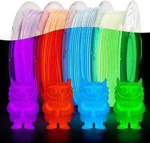 Silk Glow in the Dark Filament Multicolor, Glow Filament Silk Green, Blue, Purple, Orange Red 1.75mm PLA Filament, Dimensional Accuracy +/- 0.02 mm, 200g X 4 Pack Silk Glow in the Dark Filament Multicolor, Glow Filament Silk Green, Blue, Purple, Orange Red 1.75mm PLA Filament, Dimensional Accuracy +/- 0.02 mm, 200g X 4 Pack