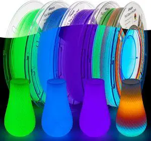 Glow in The Dark 3D Printer Filament Bundle, Glow Filament Multicolor, 5 Meter Rainbow, Green, Blue and Blue-Purple, 1.75mm PLA Filament, Dimensional Accuracy +/- 0.02 mm, 200g X 4 Pack Glow in The Dark 3D Printer Filament Bundle, Glow Filament Multicolor, 5 Meter Rainbow, Green, Blue and Blue-Purple, 1.75mm PLA Filament, Dimensional Accuracy +/- 0.02 mm, 200g X 4 Pack