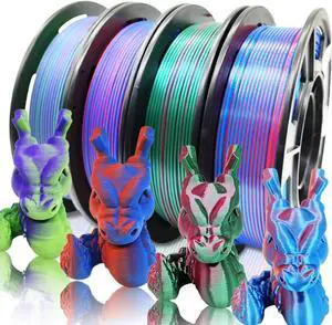 4X 250g Color Pack, Dual Color Filament Coextrusion PLA Filament 1.75mm for 3D Printer, 4 x 250g Spools Matte Red/Blue, Matte Purple/Green, Silk Red/Blue, Silk Purple/Green 4X 250g Color Pack, Dual Color Filament Coextrusion PLA Filament 1.75mm for 3D Printer, 4 x 250g Spools Matte Red/Blue, Matte Purple/Green, Silk Red/Blue, Silk Purple/Green