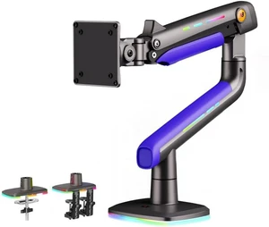 Gaming Monitor Arm for Screen up to 60 inches, Holds 44 lbs(20 kg), VESA 75/100, RGB Light, Heavy Duty Monitor Stand, Aluminum Ultrawide Screen Mount Height Angle Adjustable Purple Blue Gaming Monitor Arm for Screen up to 60 inches, Holds 44 lbs(20 kg), VESA 75/100, RGB Light, Heavy Duty Monitor Stand, Aluminum Ultrawide Screen Mount Height Angle Adjustable Purple Blue