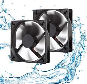 12V Moisture-Proof Fan 120mm 2-Pack High Speed 12 Volt 2 Wire 3 Pin Exhaust Cooling Fan 3000RPM