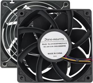 2-Pack 24V DC 120mm High CFM 12038 120mm x 38mm 4.72inch 0.8A High Speed Dual Ball Bearing 4Pin PWM Brushless PC Computer CPU Case Miner Exhaust Ventilation Fan with Metal Guard Grill 3000-5000RPM