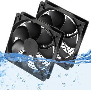12V DC IP67 Waterproof Fan 120mmx25mm 4.72inch 2-Pack High Speed 12 Volt Dual Ball Bearing 2 Wire 3Pin Exhaust Cooling Fan 3000RPM