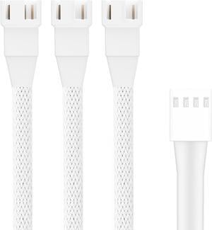 PANO-MOUNTS 2 Pack 4Pin PWM Fan Splitter Cable, 1 to 3 Ways Fan Hub, PC Fan Extension Cable for Motherboard, Case & CPU Cooling Fans, White