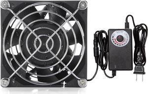 PANO-MOUNTS Moisture-Proof 12V DC 80mm Fan 8038 Small Computer Muffin Exhaust Vent Case Fan with 110V 120V 220V Speed Controller 3.3V-12V 1500-5000RPM Variable Speed