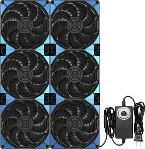 PANO-MOUNTS 120mmx6 720mm Adjustable Computer PC Vent Fans with 3V-12V Speed Controller for Flexible Arrange Cabinet Rack Space Window Wall Server Mining Rig Chicken Coop Exhaust Cooling