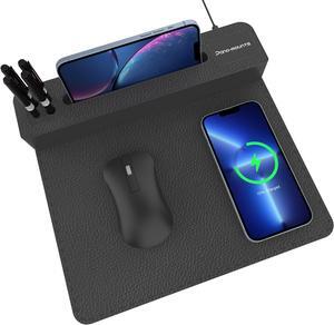 15W Wireless Charging Mouse Pad Qi Phone Wireless Desk Charger Mouse Mat With LED Logo For Multiple Mobile Devices