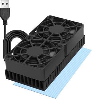 PANO-MOUNTS 40mmx2 Mini USB Radiator Fan Silent and Efficient 4010 Fan With Included 10mm Aluminum Heat Sink and Thermal Pad for Graphics Cards Router HDD 3D Printer