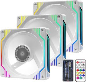 PANO-MOUNTS 120mm White 6Pin Infinity Mirror Gaming PC Computer CPU Cooler Chassis RGB Fans With Adjustable Color Controlled By Remote 3-Pack