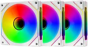 PANO-MOUNTS 120mm Infinity Mirror ARGB Addressable RGB PWM Cooling Fans 5V 3Pin With 12V 4Pin PC Computer CPU Cooler Radiator Case Fan 800-1600RPM White 3-Pack