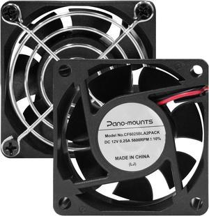 60mm 12V DC Cooling Fan High Airflow 60mmx25mm 12V 2Pin Amp Fans for Car Audio Vent Cooling Fan Low Noise 5600RPM 2-Pack