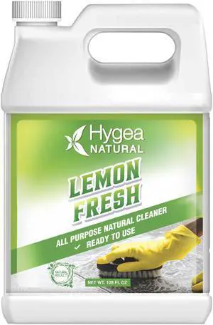 Hygea Natural Lemon Fresh All-Purpose Cleaner & Degreaser- Multi-Surface -Non-Toxic Floor Cleaner- Remove Soil, Dirt and Grease- Glossy Finish- Biodegradable, Ammonia free (Ready to Use) Gallon 128 oz