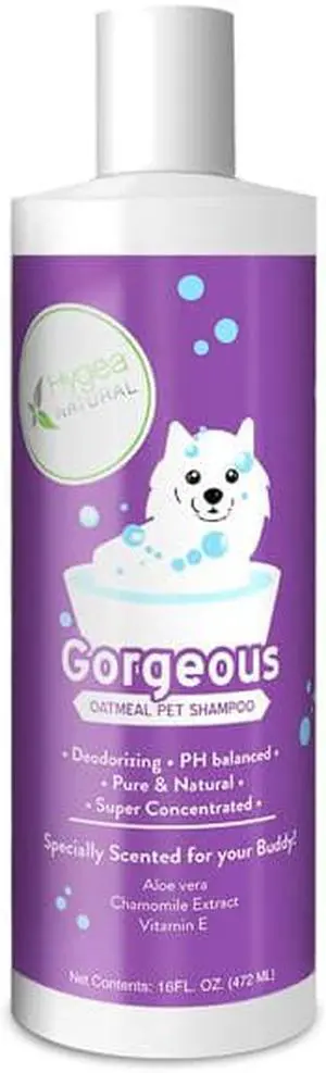 Hygea Natural Gorgeous - Nourishing Pet Shampoo for Dogs  Oatmeal Formula with Aloe and Vitamin E  Natural Ingredients, 16 oz