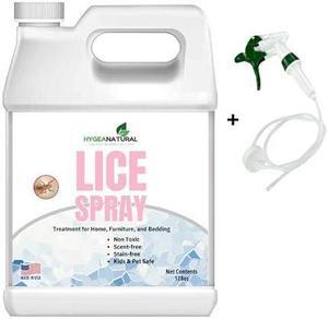 Hygea Natural Lice Spray for Home, Furniture, Bedding - Natural Treatment for Head Lice - Family Friendly and pet Safe - Stain and Scent Free- Gallon Spray