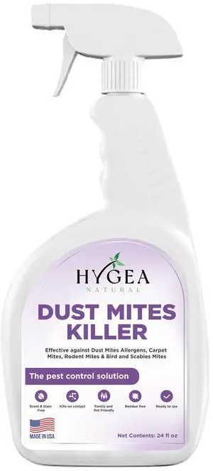 Dust Mite Spray - Kills Dust Mites, Carpet Mites, Rodent Mites, Bird & Scabies Mites - Pet & Child Friendly - Eco-Friendly - 24oz (unscented)