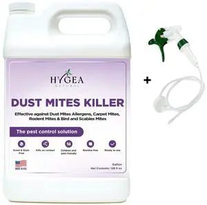 Dust Mite Spray - Kills Dust Mites, Carpet Mites, Rodent Mites, Bird & Scabies Mites - Pet & Child Friendly, Eco-Friendly - 128oz (unscented)