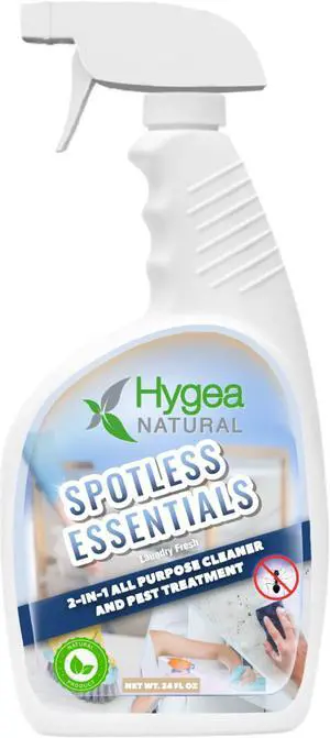 Spotless Essentials 2-in-1 All purpose clean and Pest treatment (Laundry Fresh) 24oz Spray by Hygea Natural