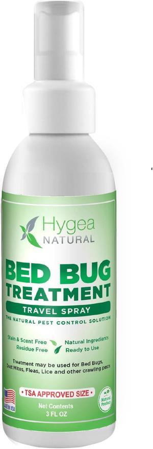 Hygea Natural Bed Bug & Lice Killer Travel Spray - TSA Approved Size - For Hotels, Suitcase, Backpacks - Fast Acting Protection - Children & Pet Safe - Non Toxic & Odorless - 3 oz