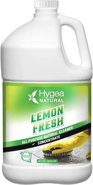 Hygea Natural Lemon Fresh All-Purpose Cleaner & Degreaser - Multi-Surface -Non Toxic Floor Cleaner - Remove Soil, Dirt and Grease- Wet Gloss Finish- Biodegradable, Ammonia Free - Concentrated Gallon