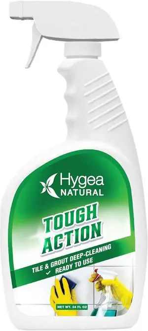 Hygea Natural Tough Action Tile & Grout Deep Cleaning - Removes Dirt & Scum without Harsh Chemicals -Cleans and Conditions Stone without Residue - Biodegradable & Phosphate Free (Ready to Use) (24 oz)