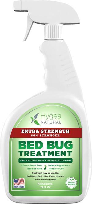 Bed Bug & Mite Extra Strength 24oz Spray by Hygea Natural  New Formula 66% Stronger- Stain & Scent Free Treatment  Natural Formula - Child & Pet Safe- Natural Bed Bug Spray, dust Mites, lice