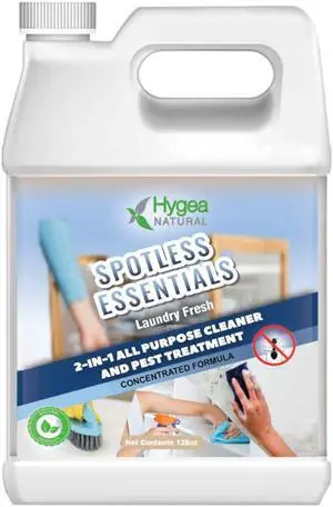 Spotless Essentials 2-in-1 Pest Spray & All Purpose Cleaner - Natural Bed Bugs Spray, lice Spray, ant Spray - Safe for Children and Pets -Clean Surfaces Concentrated 128oz (Laundry Fresh)