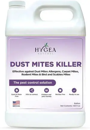 Dust Mite Spray - Kills Dust Mites, Carpet Mites, Rodent Mites, Bird & Scabies Mites - Pet & Child Friendly, Eco-Friendly - 128oz (unscented)