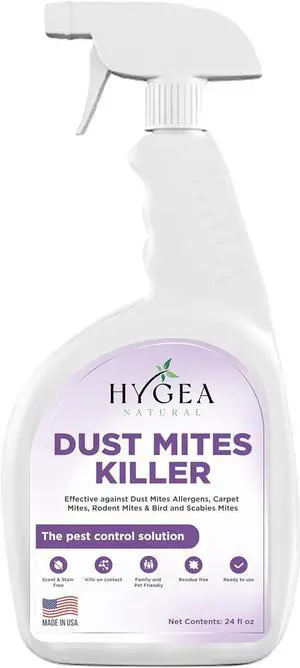 Dust Mite Spray - Kills Dust Mites, Carpet Mites, Rodent Mites, Bird & Scabies Mites - Pet & Child Friendly - Eco-Friendly - 24oz (unscented)