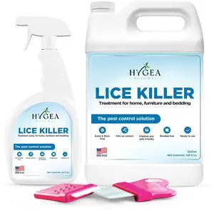 Hygea Natural Lice Kit Includes Comb with Magnifier for lice and nits and Lice Spray & Refill for Home, Furniture, Bedding - Natural Treatment- Family Friendly and pet Safe - Stain and Scent Free
