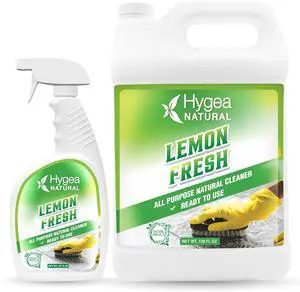Hygea Natural Lemon Fresh All Purpose Cleaner & Degreaser- Multi-Surface -Non Toxic Floor Cleaner- Remove Soil, Dirt and Grease- Wet Gloss Finish- Biodegradable, Ammonia Free -Concentrated Gallon