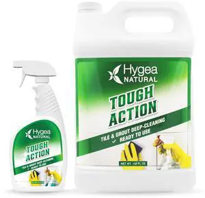 Hygea Natural Tough Action Tile & Grout Deep Cleaning - Removes Dirt & Scum without Harsh Chemicals - Cleans and Conditions Stone without Residue - Biodegradable & Phosphate Free - (24oz+refil)