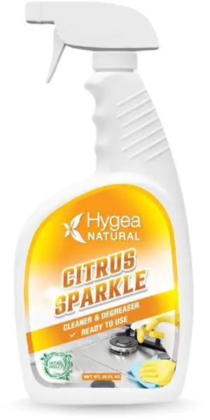 Citrus Sparkle Non-Toxic Citrus Orange Heavy Duty Degreaser & All Purpose Cleaner by Hygea Natural- Pure Citrus Extracts & Natural D-limonene- Removes Grease, Dirt, Grime and More- 24oz Spray